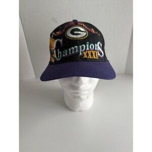 Vintage Green Bay Packers Super Bowl XXI 31 Champions Snapback Cap Hat